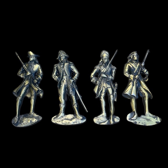 Huge Vintage American & French Revolutionary Soldiers 21” Cast Metal Set of 4 - Picture 7 of 7